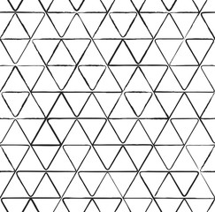Seamless pattern with ink triangles drawing