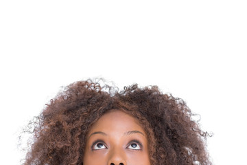 Obraz premium Attractive woman looking up