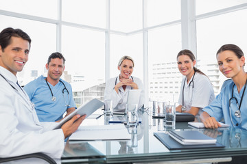 Fototapeta premium Smiling medical team during a meeting