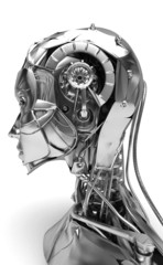 Fototapeta premium Cyborg, robot, Androide volto, 3d, informatica, computer