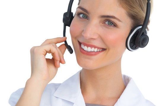 Happy Nurse Working With Headset