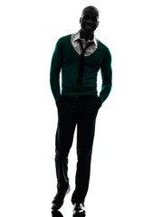 african black man walking smiling silhouette