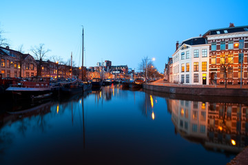 Groningen canal street at night