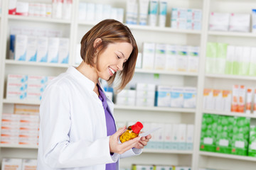 Happy pharmacist chemist