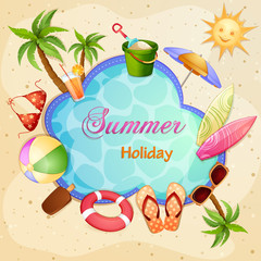 Summer holiday illustration with palm trees