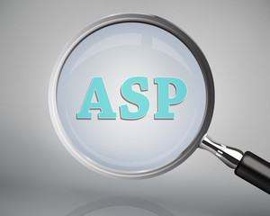 Magnifying glass showing asp word