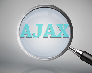 Magnifying glass showing ajax word