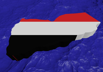 Yemen map flag in abstract ocean illustration