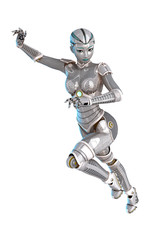 Robotermädchen auf der Flucht - freigestellt