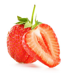 Composition with fresh strawberries isolated on white