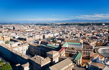 above view on center of Rome city,
