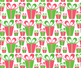 Seamless vector pattern with colorful gift boxes.