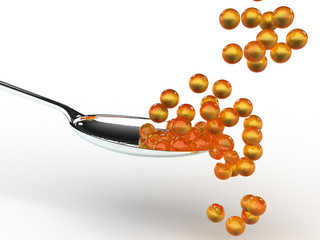 Red caviar on a silver spoon №4