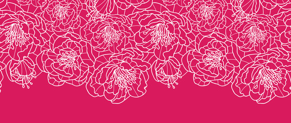 Vector vibrant red lace flowers elegant horizontal seamless