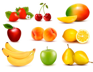 Big group of different fruit. Vector.