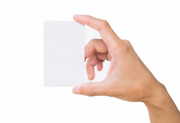 Business card in female hand.
