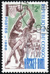 stamp printed by Congo, shows Women Basketball