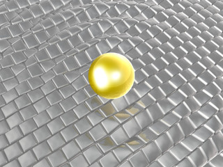 Yellow sphere on grey cubes