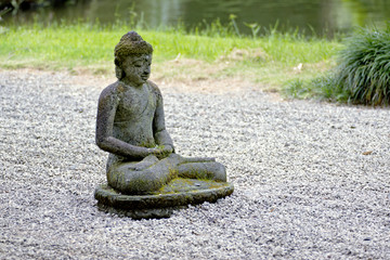A Buddha statue at the valley of the temples, Oahu, Hawaii.