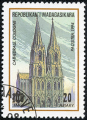 stamp printed in Madagascar shows Cathedral in Cologne