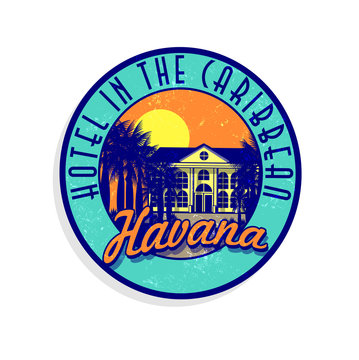 Fictional souvenir luggage sticker from Havana, Cuba