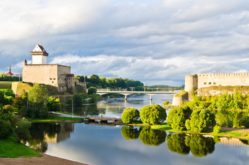 Two towers on the border of Estonia and Russia