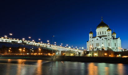 Cathedral of Christ the Saviour at dusk, Moscow, Russia