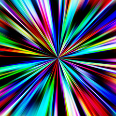 Multicolored pinpoint explosion on black.