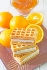 waffle and orange jam