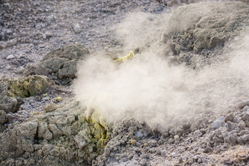 Fototapeta na wymiar steam escaping from sulphurous fumaroles in Rotorua