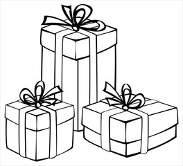 white gift boxes isolated on white background