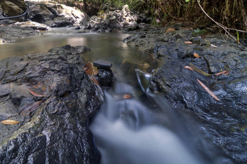 A flow of the river through the stones