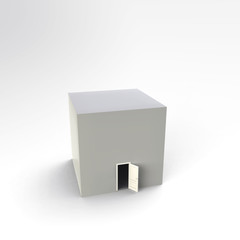 dark room with open door