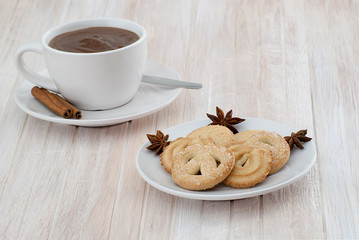cup of hot chocolate with cookies