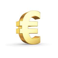 Golden currency symbol isolated on white with clipping path