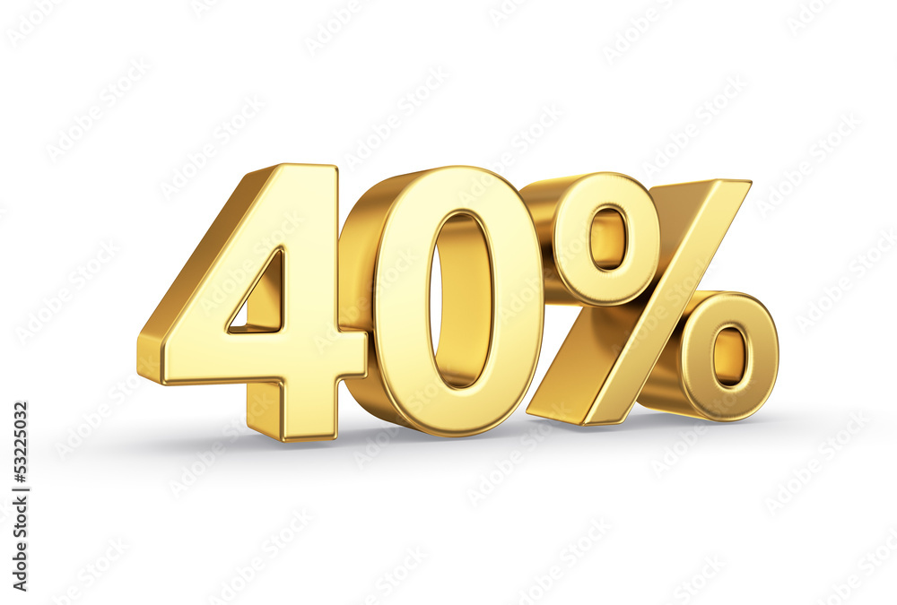 Wall mural golden 3D percentage icon - isolated with clipping path