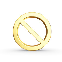 Golden stop symbol isolated with clipping path on white