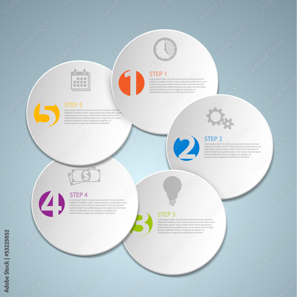 Poster set of round vector steps template