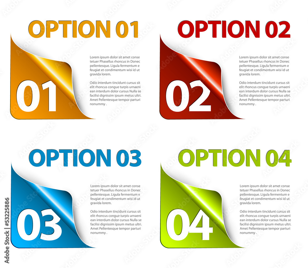 Poster set of colorful vector sample option stickers