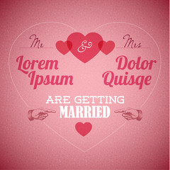 Vector Retro Wedding invitation with hearts