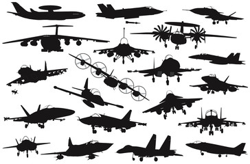 Military aircraft silhouettes collection. EPS 8 - 53226295
