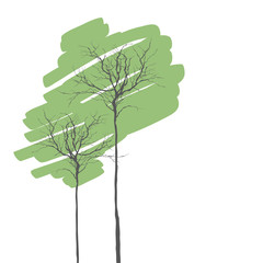 Creen Trees On White With Space For Text. Vector