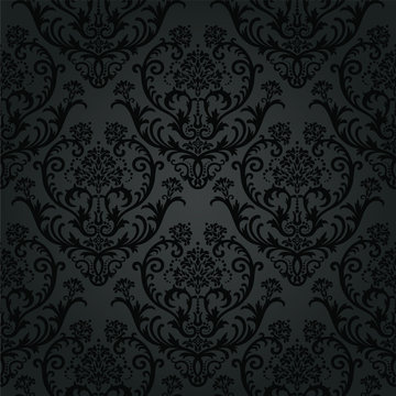 Luxury black charcoal floral wallpaper pattern