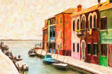 Burano - Venezia - dipinto ad olio