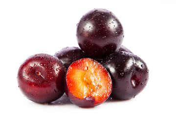 plums isolated on white background