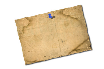 Old note pad or reminder note with blue pin
