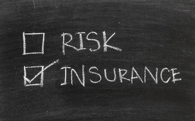 Obraz premium Insurance or risk on blackboard