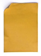 Old brown paper isolated on white background