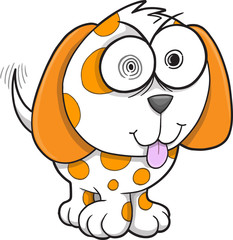 Crazy Puppy Dog Vector Illustration Art
