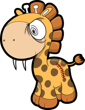 Crazy Giraffe Vector Illustration Art